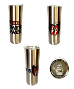 patriotic tall vacuum insulated cup in stainless steel