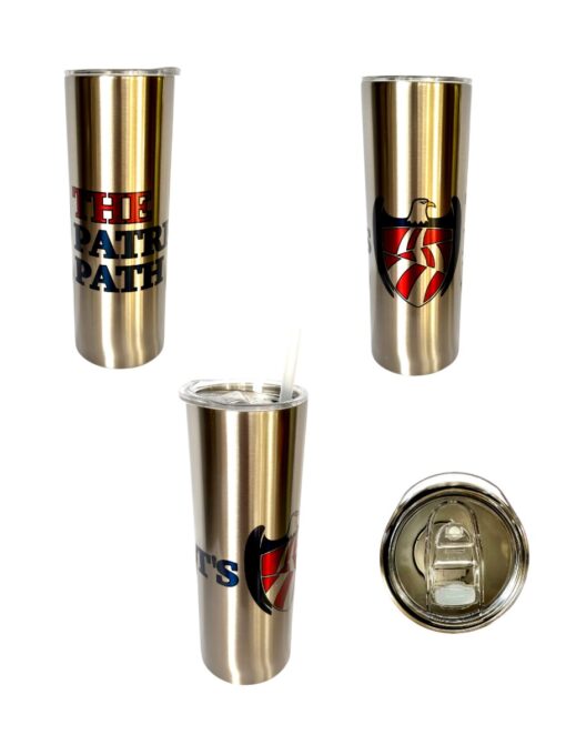 patriotic tall vacuum insulated cup in stainless steel